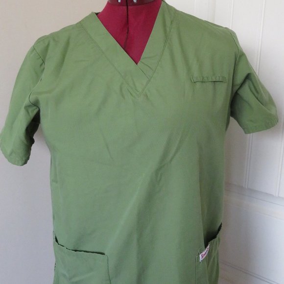 Scrub Star Green Scrub Top Small Size (Y24) - Picture 1 of 6